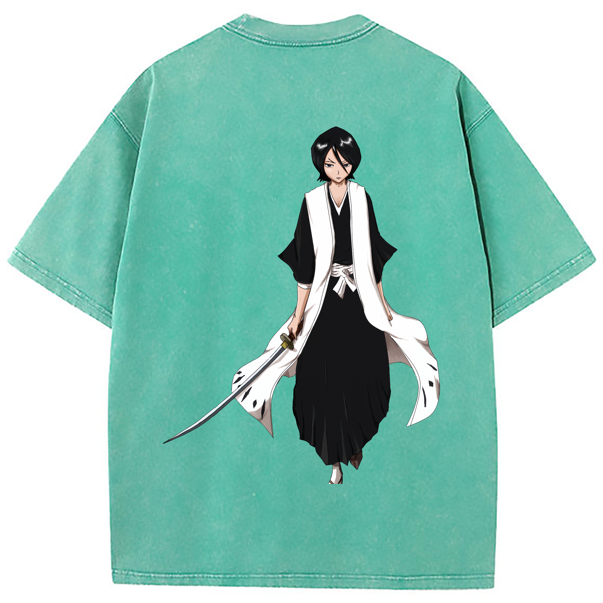 （画像用） ブリーチ 朽木ルキア BLEACH Kuchiki Rukia 綿100% ヴィンテージ風 半袖Tシャツ（背面プリント）
